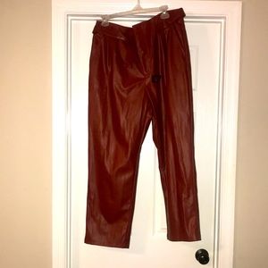 Brown Faux Leather Pants